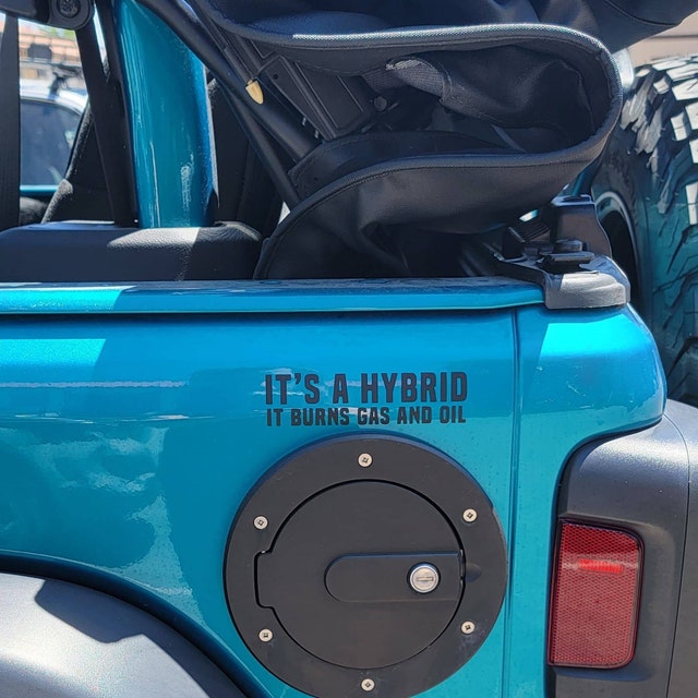 "It's A Hybrid" Decal Sticker - White, 5.5 Inches, Vinyl For Cars, Laptops, Walls | USA Made, Indoor/Outdoor Use