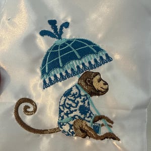 Parasol Monkey Machine Embroidery File Design - 4x4 Inch Hoop