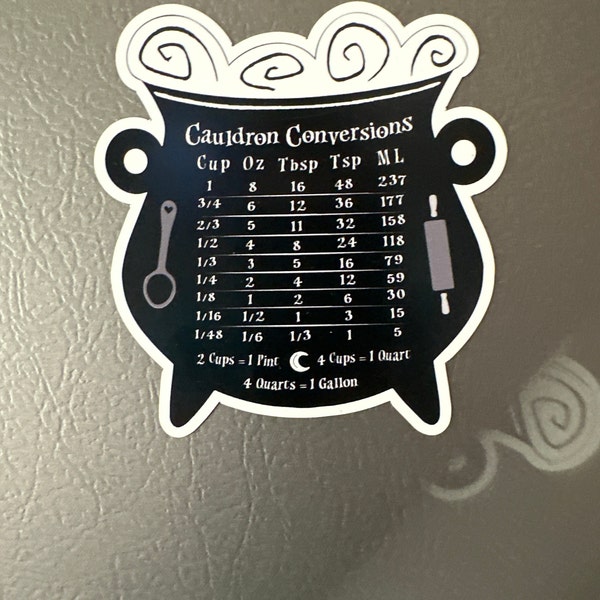 Cauldron Conversion Chart Magnet, Black, Cooking, Measurements, Baking ...