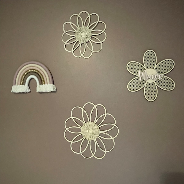 Handmade Rattan Flower Wall Hanging | Nursery Wall Decor | Boho Wall ...