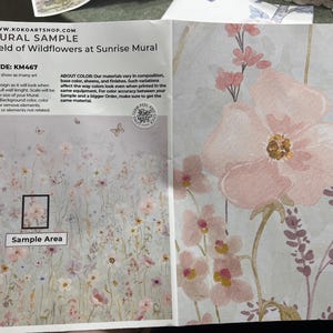 Baby Girl Floral Wallpaper – Field of Wildflowers at Sunrise Mural, Peel and Stick or Pre-pasted KM467