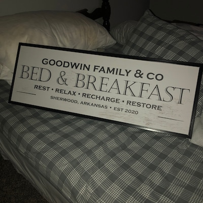 Personalized Bed and Breakfast Sign, Custom Bed and Breakfast Sign, Above the Bed Sign - Etsy