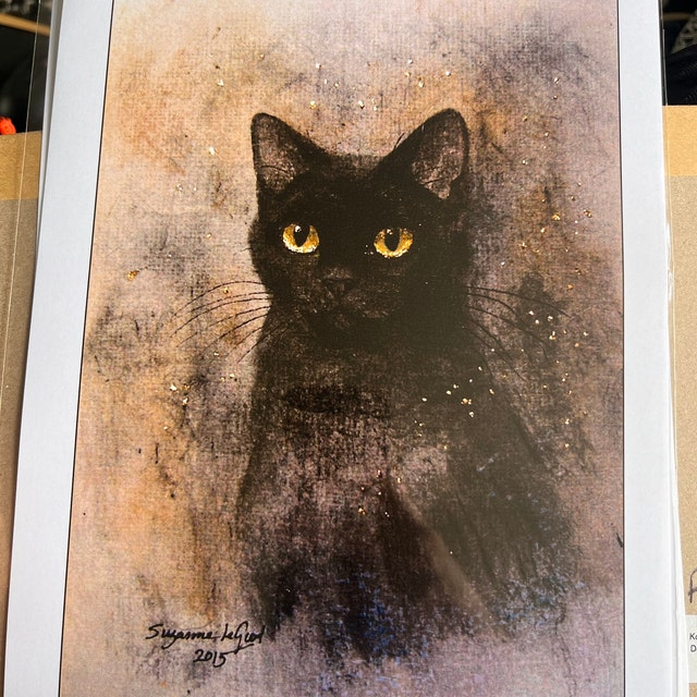 Black Cat Art Print Magical Limited Edition Signed From Original