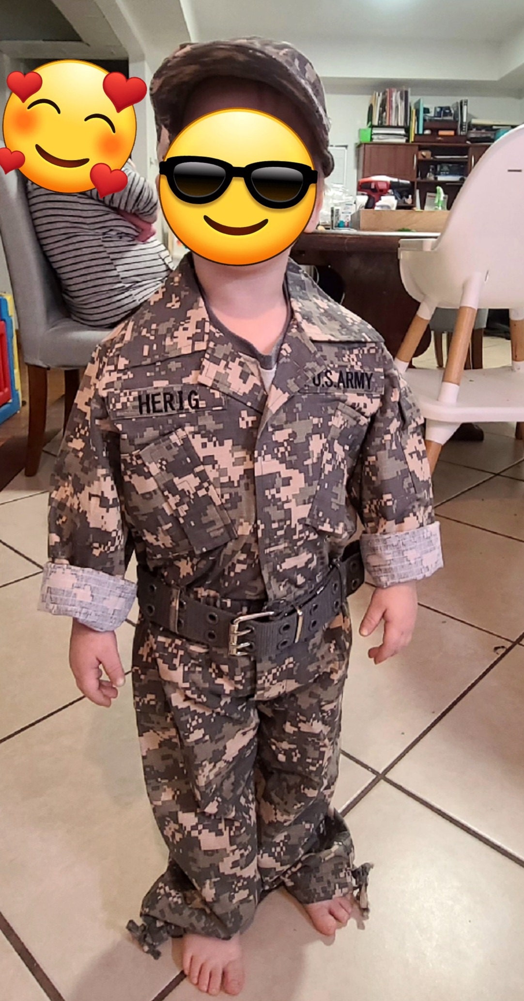 Kid&#39;s Army Costume | Authentically PERSONALIZED | FREE Camo Hat | Kid&#39;s Camo Costume | Kid&#39;s Birthday gift | Kid&#39;s Christmas Present