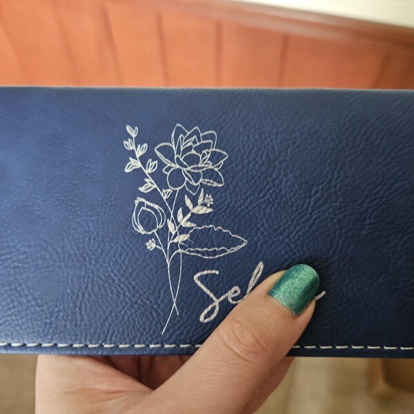 Personalized Checkbook Covers, Leather Check Wallet, Engraved Checkbook ...