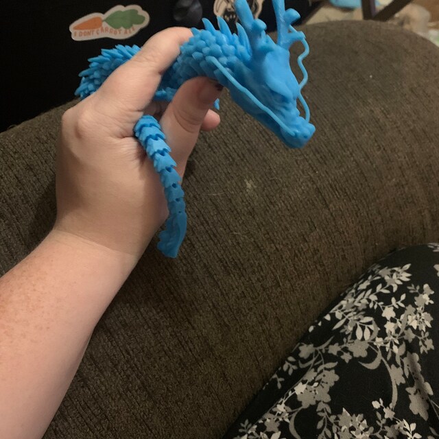 12-inch Flexible Dragon Fidget Toy - Articulated 3D Printed Chinese Dragon For Desk Decor