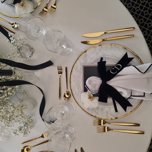 Velvet Ribbon Embroidered Place Setting | Monogrammed Ribbon for ...
