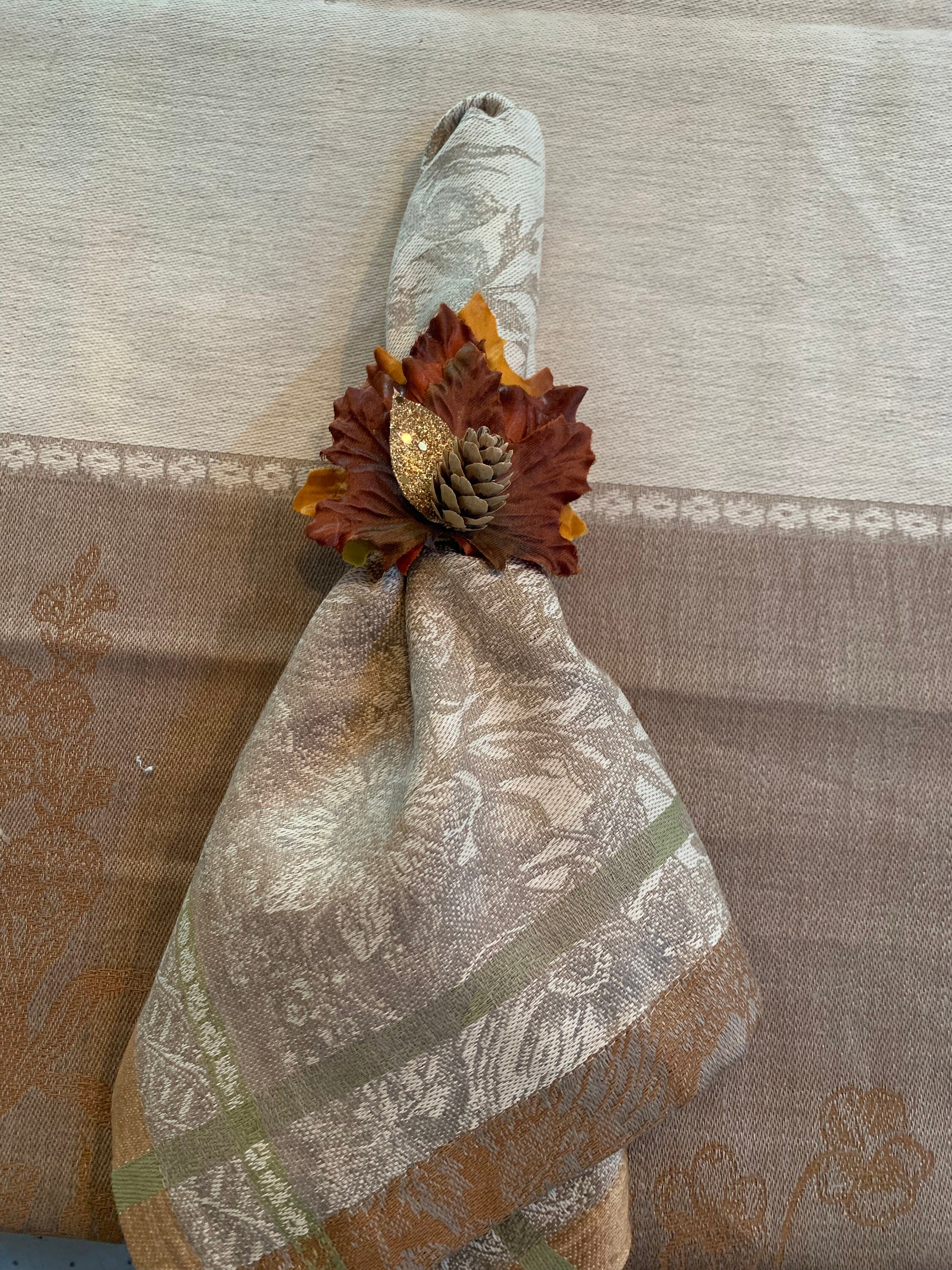 Fall Napkin Ring, Copper and Maple Leaves, Thanksgiving Decor, Holiday ...