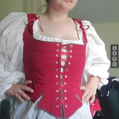 18th Century Front and Back Laced Coloured Linen Corset Stays ...