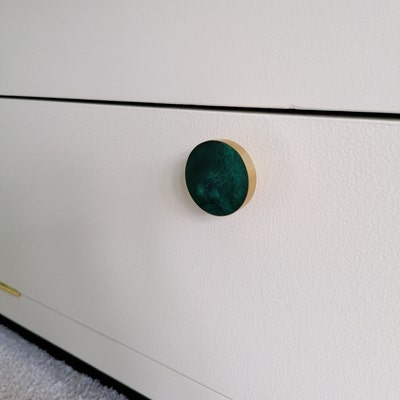 Gold and Dark Green Circular Cupboard Door Handle Deep Green Resin ...