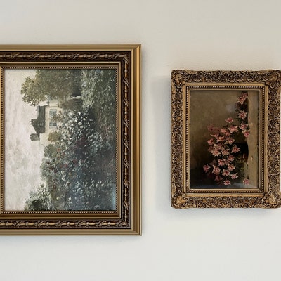 Cottage Oil Painting Rose Garden Wall Art Summer Vintage Muted Print ...
