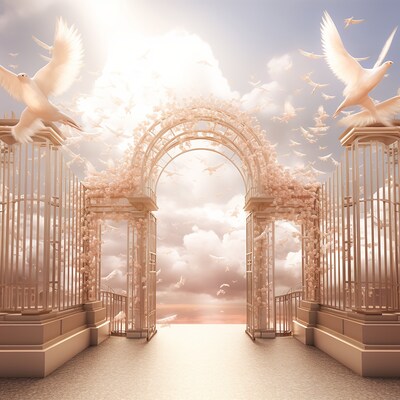 Heavenly Background VIII AI Art Christian Funeral Gates - Etsy