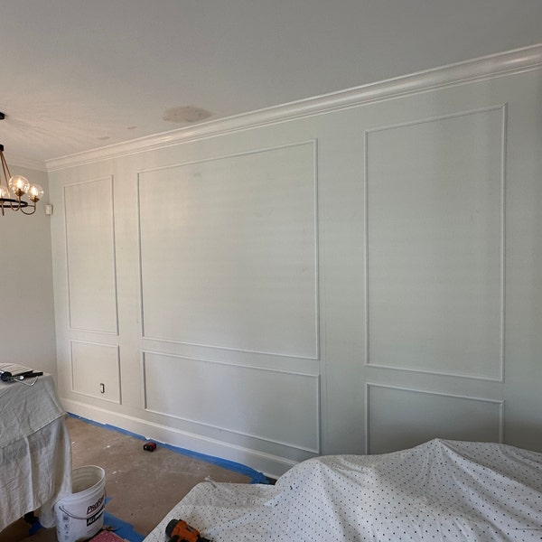 Wall Molding Bedroom Kit, Wainscoting Ready Cut Set, Wall Moulding ...