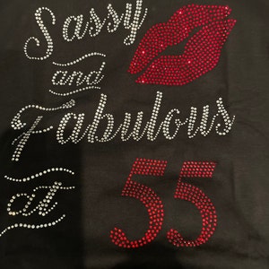 V-Neck Tee with Cross, Wings, and Rhinestone Accents