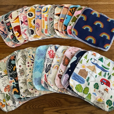 8x8 Choose Your Patterns Set of 12 Cloth Wipes Soft Flannel Baby Wipes ...