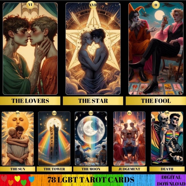 78 LGBT Tarot Cards Deck: Printable Pride Tarot (digital Download