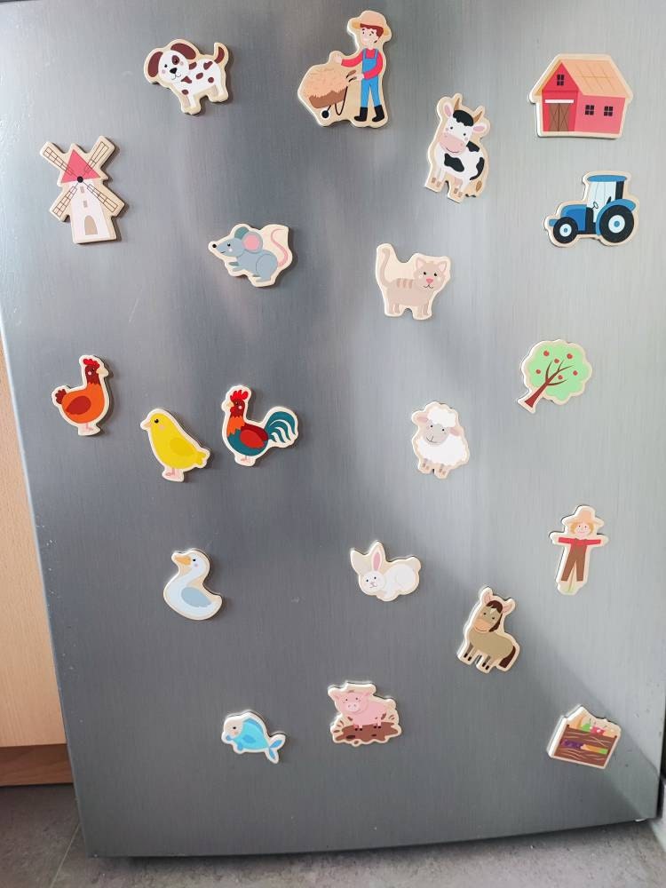 Fridge magnets: farm, board magnets, fridge magnets, wooden magnets, gift for children, birthday gift, children&#39;s activity