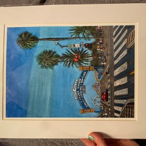 Santa Monica Pier Entrance, a Print of an Original Pastel Drawing