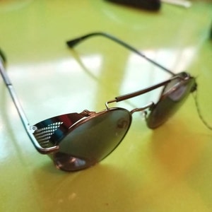 Gold and Black Steampunk Glasses Cyber Round Retro Goggles Blinder