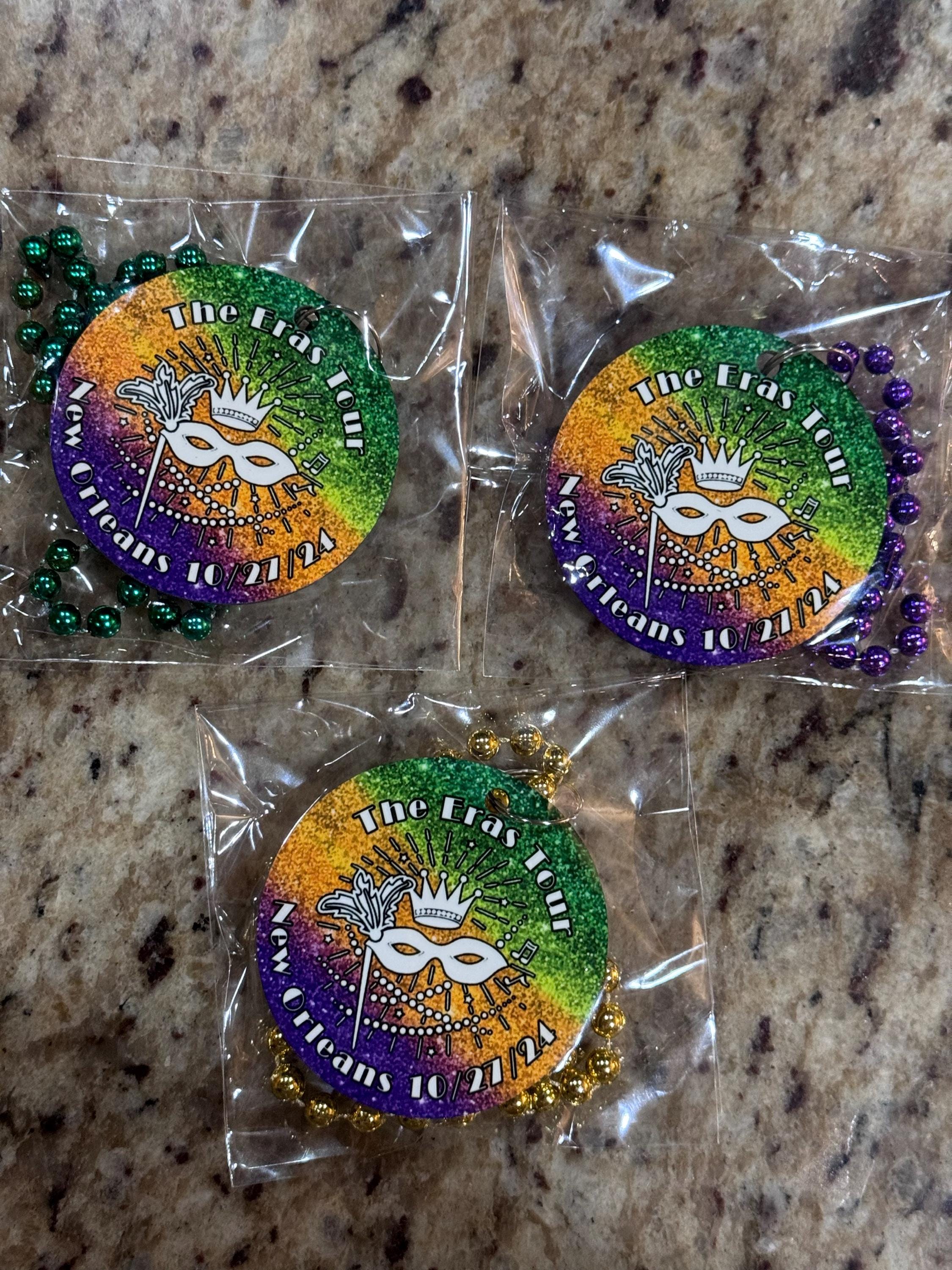 EINSEITIGE Mardi Gras-Halskettenmedaillons – Individuell gestaltet mit farbigem Design (verwenden Sie ein vorgefertigtes Design oder senden Sie Ihr eigenes ein). Großpackungen.