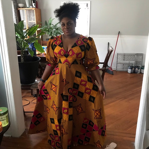 Tropical Printed With Black Women's Tiered Dress