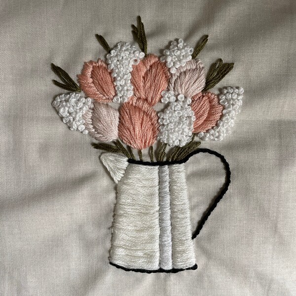 PDF Pattern - 7" Tulip Bouquet - Step by Step Beginner Embroidery ...