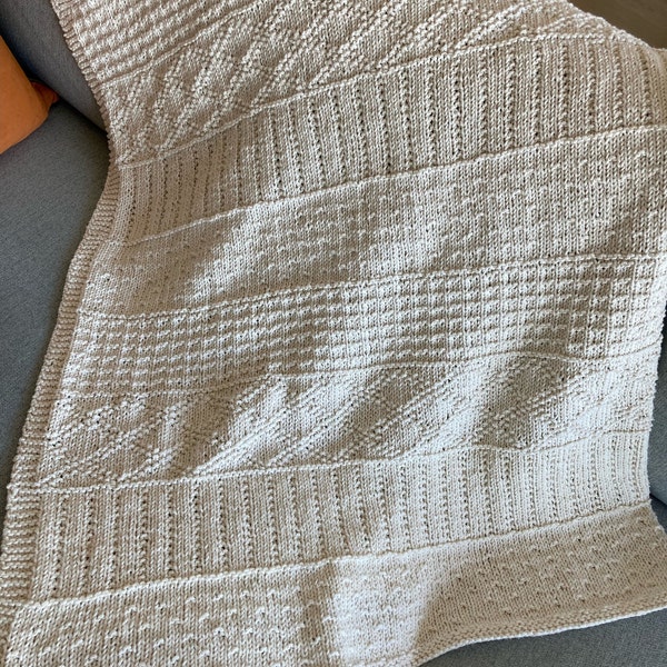 Knitting Pattern ~ Easy Sampler Baby Blanket in DK Yarn ~ ENGLISH ~ PDF ...