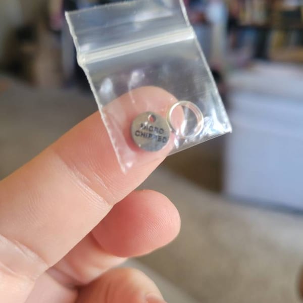 Tiny Microchip Dog Tag, Microchipped Add On, Dog Collar, Pet Tag, Pet ...