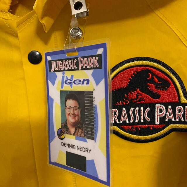 Jurassic Park Dennis Nedry Yellow Raincoat Costume for Adults - L