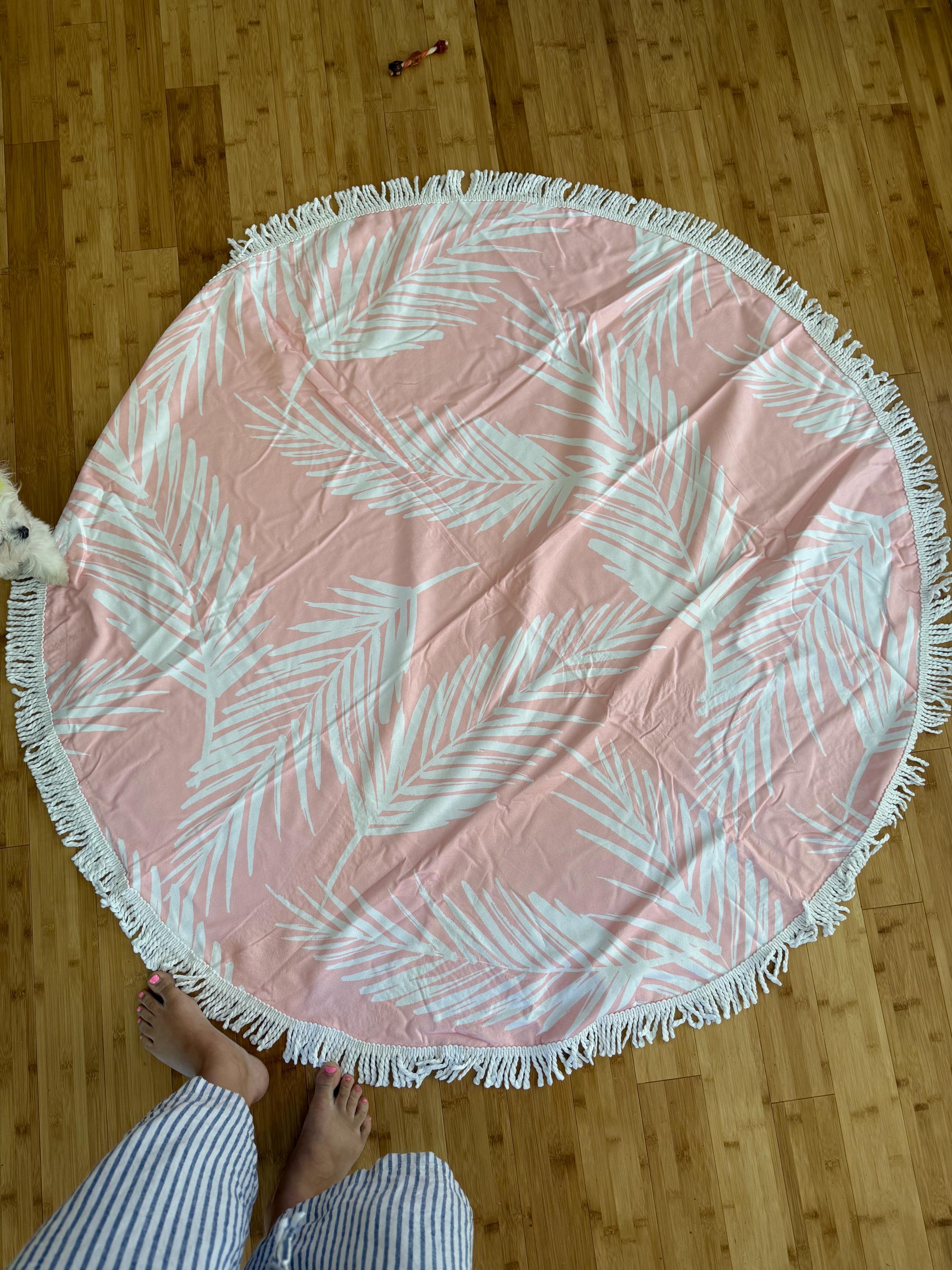 Beach Bachelorette Party Gifts Pink Tropical Bachelorette Party Favors Personalized Beach Towel Pink Round Towel (EB3327TPPP)