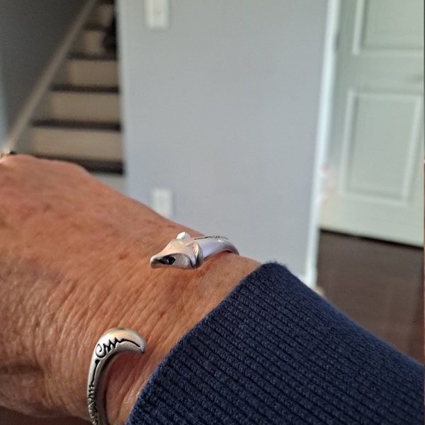Sterling Silver Fox Bangle Bracelet, Animal Jewelry Cuff - Etsy