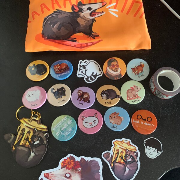 Snippy Rude Animals Funny Rude Animal Buttons - 1.5