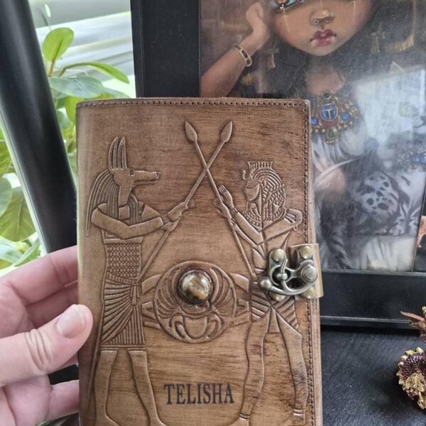 Leather Journal Triple Moon Spell Book Book of Shadows Grimoire Deckle ...