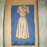 1940s Flared Dress With Wing Cuffs Simplicity 2764 Vintage Sewing ...