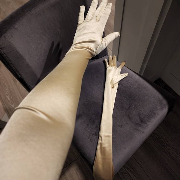 Guanti Lunghi Da Opera In Raso Elasticizzato 60 Cm, 90% Nylon 10% Elastan, Colori Vari, Modello 16BL