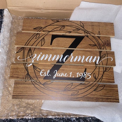 Personalized Printed Wood Family Name Sign With Rustic Pallet Monogram ...