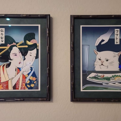 Woman Yelling at Cat Ukiyo-e Style Set of 2 Giclee Prints OFFICIAL ...