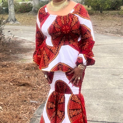 One Shoulder African Print Dress