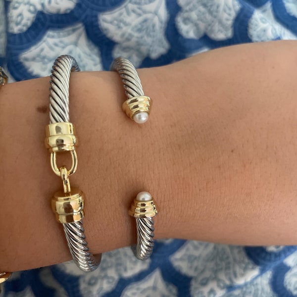 Pebble Link Two Tone Bracelet