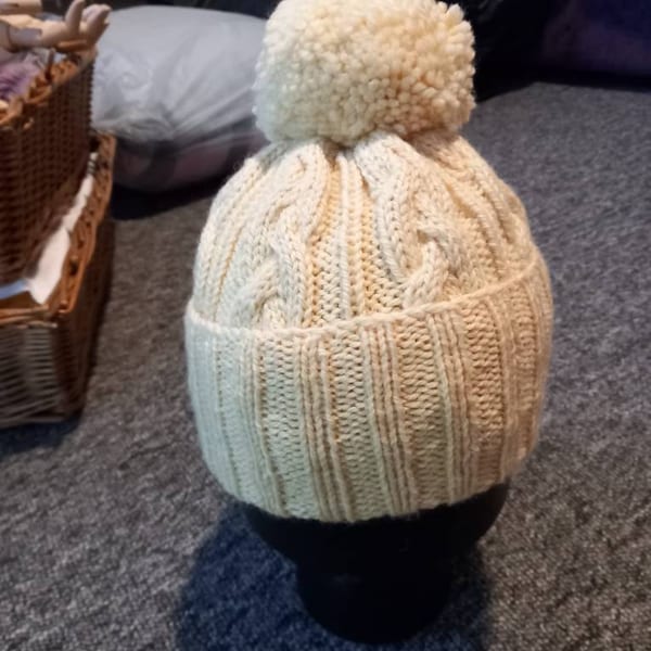 Hat KNITTING PATTERN - Cable Knit Beanie Pattern, Classic Aran Cable ...