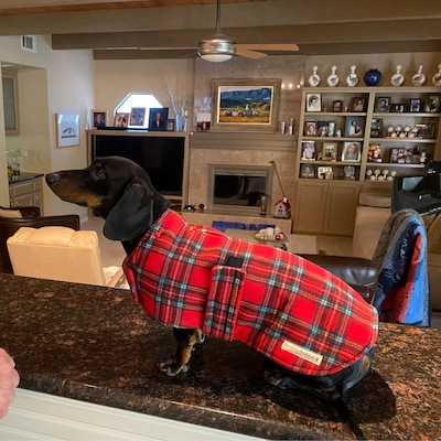Red Tartan Fleece Dog Coat - Etsy