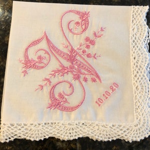 VINTAGE Font Embroidered Monogrammed Handkerchief, Personalized Custom ...
