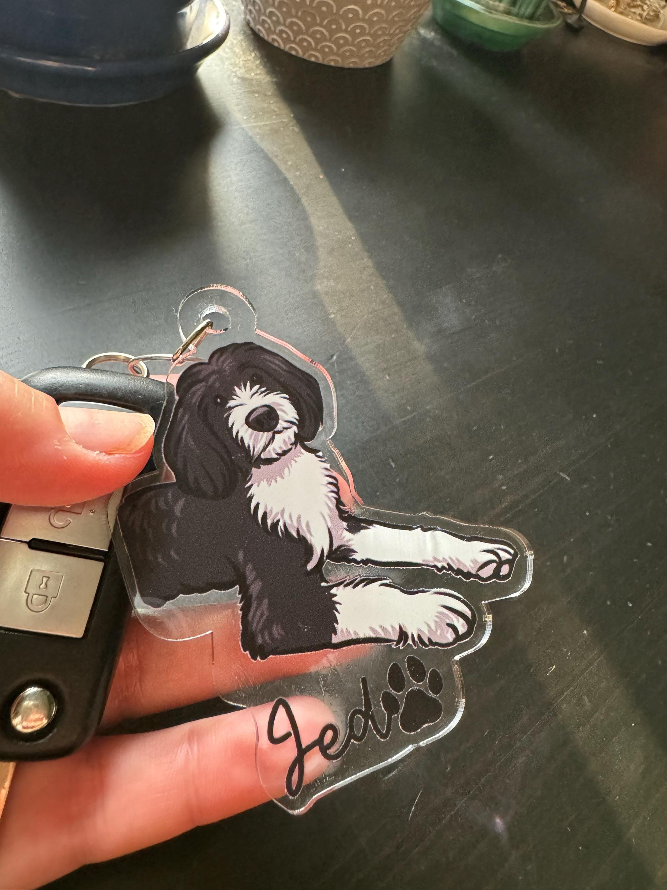 Personalized Pet Portrait Keychain, Custom Dog Keychain, Dog Lover Gift, Gifts for Pet Lover, Cute Dog Photo Keychain, Dog Acrylic Keychain