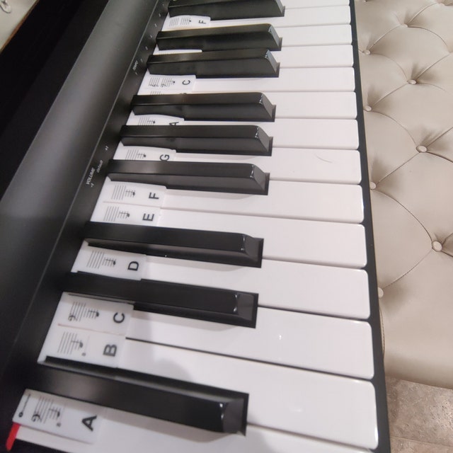 Étiquette de note de clavier de piano détachable, guide de note de piano à  88 touches et guide de touches de piano, (noir)