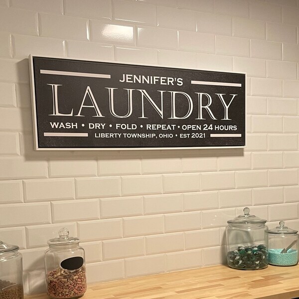 Personalized Laundry Room Sign, Farmhouse Decor - Etsy