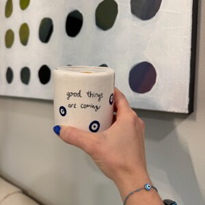 Pink Striped Travel Stoneware Tumbler, Hand Thrown Pottery Mug, Minimalist To-go Cup, Rustic Sip Mug, Modern Cup for Library, Handleless Mug