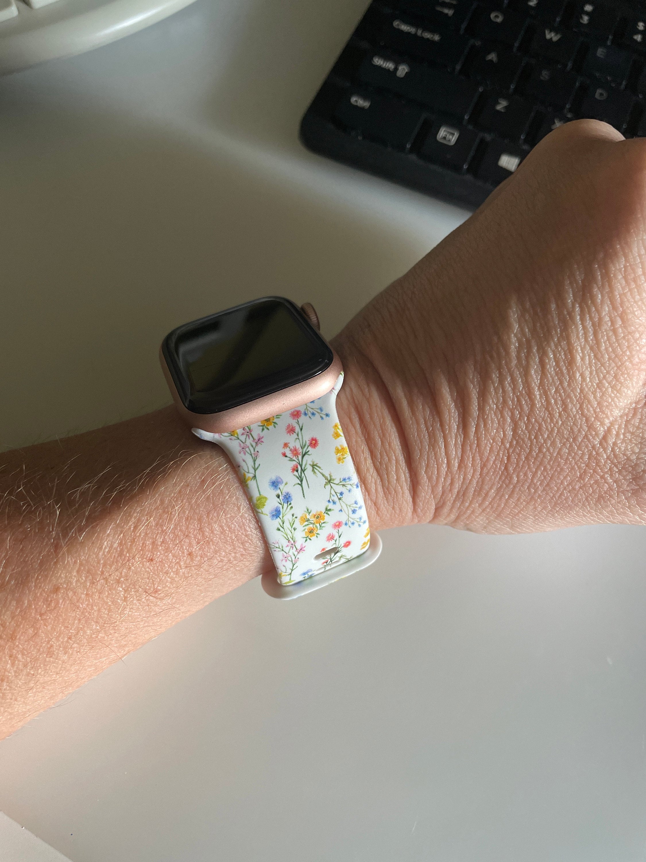 Small Spring Flowers Silicone Watch Band compatible with Apple Watch Fitbit Samsung Garmin