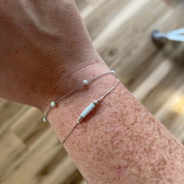Opal Bracelet, White Opal Bracelet, October Birthstone