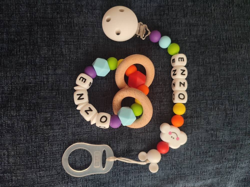 Personalised dummy clip, Silicone dummy clip, Dummy clip, Baby pacifier clip, Pacifier holder, Baby shower gift, White