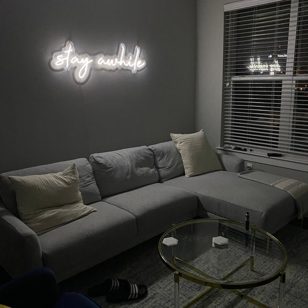 Stay Awhile Neon Sign - Custom Neon Sign Bedroom - LED Light up Sign - Etsy